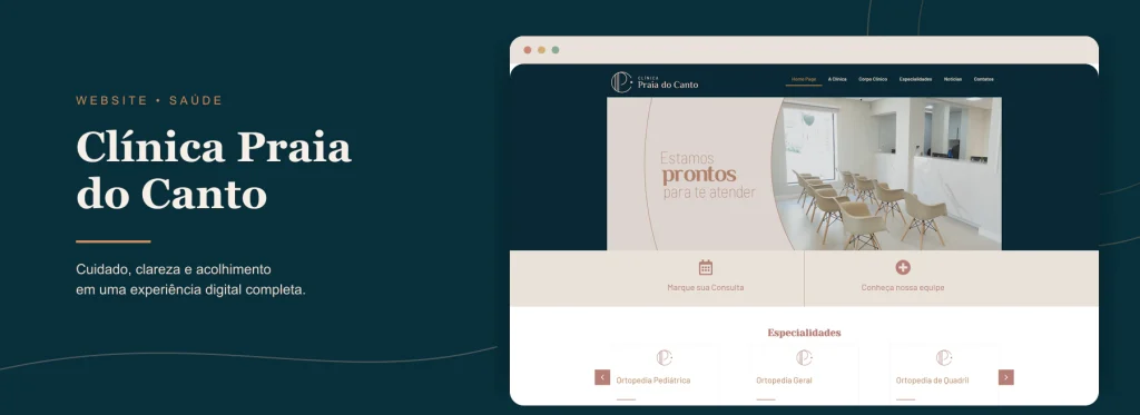 Uma presença digital construída para comunicar confiança antes mesmo da consulta.